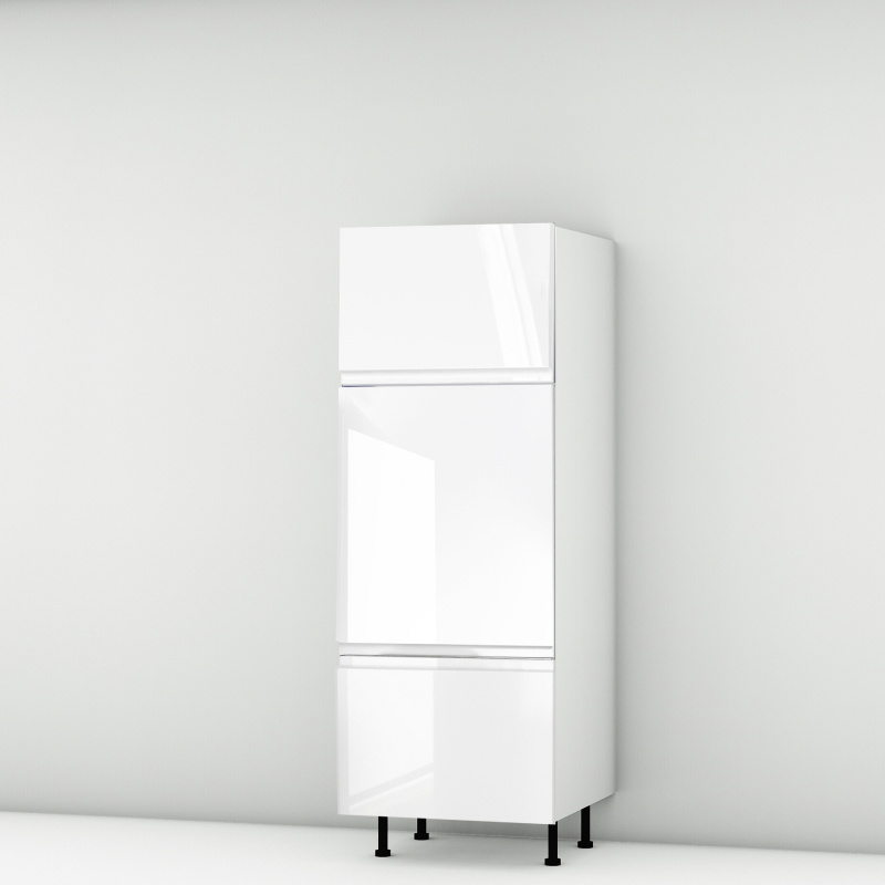 Colonne laquée blanche brillante poignée intégrée 1 porte relevante - 1 porte - 1 tiroir larg. 60cm x H156.6cm