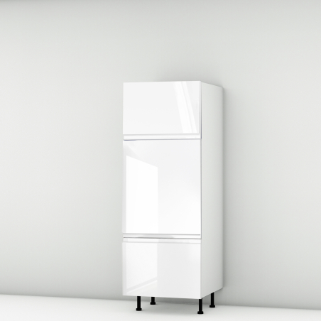 Colonne laquée blanche brillante poignée intégrée 1 porte relevante - 1 porte - 1 tiroir larg. 60cm x H156.6cm
