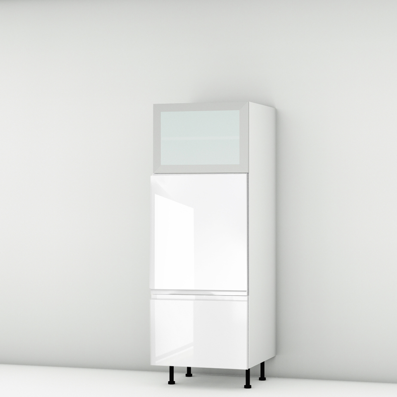 Colonne bleu mat 1 porte relevante alu vitrée - 1 porte - 1 tiroir larg. 60cm x H156.6cm