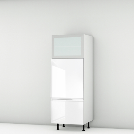 Colonne bleu mat 1 porte relevante alu vitrée - 1 porte - 1 tiroir larg. 60cm x H156.6cm