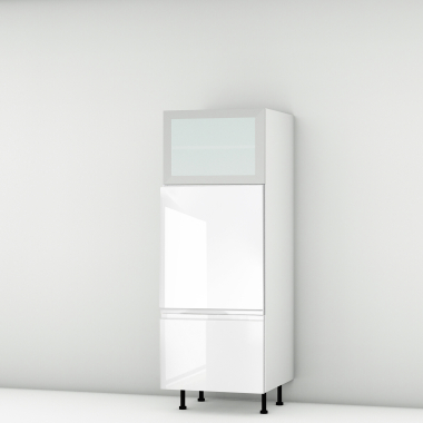 Colonne bleu mat 1 porte relevante alu vitrée - 1 porte - 1 tiroir larg. 60cm x H156.6cm