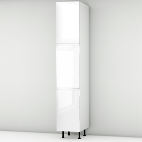 Colonne laquée blanche brillante poignée intégrée 3 portes larg. 40cm x H213.8cm