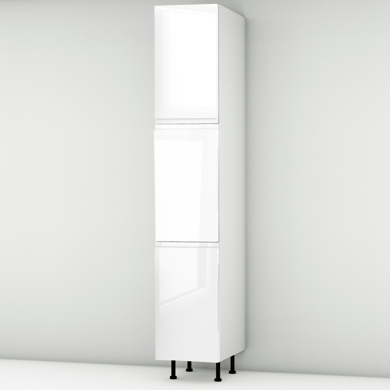 Colonne laquée blanche brillante poignée intégrée 3 portes larg. 40cm x H213.8cm
