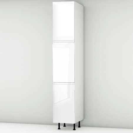 Colonne laquée blanche brillante poignée intégrée 3 portes larg. 40cm x H213.8cm