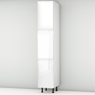 Colonne laquée blanche brillante poignée intégrée 3 portes larg. 40cm x H213.8cm