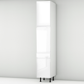 Colonne laquée blanche brillante poignée intégrée 2 portes - 1 porte+tiroir larg. 40cm x H213.8cm
