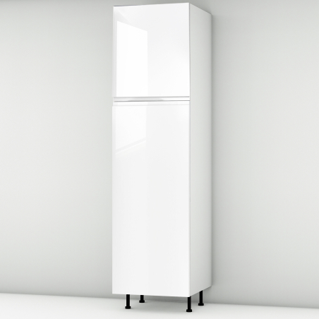 Colonne laquée blanche brillante poignée intégrée 2 portes frigo encastrable L60cm x H213.8cm