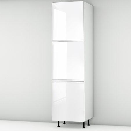 Colonne laquée blanche brillante poignée intégrée 3 portes L60cm x H213.8cm