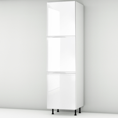 Colonne laquée blanche brillante poignée intégrée 3 portes L60cm x H213.8cm