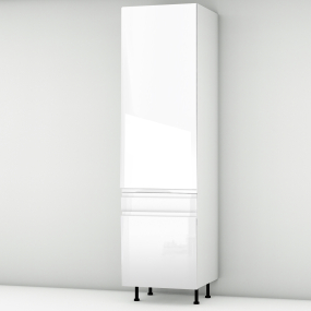 Colonne laquée blanche brillante poignée intégrée 1 porte - 1 porte+tiroir larg. 60cm x H213.8cm