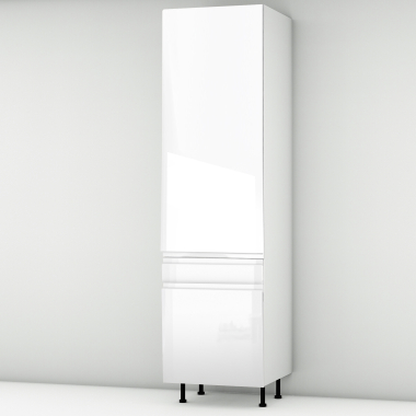 Colonne laquée blanche brillante poignée intégrée 1 porte - 1 porte+tiroir larg. 60cm x H213.8cm