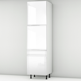 Colonne laquée blanche brillante poignée intégrée 2 portes - 1 porte+tiroir larg. 60cm x H213.8cm