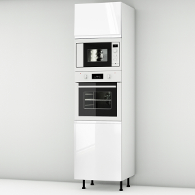 Colonne laquée blanche brillante poignée intégrée 1 porte - 1 four - 1MO - 1 porte larg. 60cm x H213.8cm