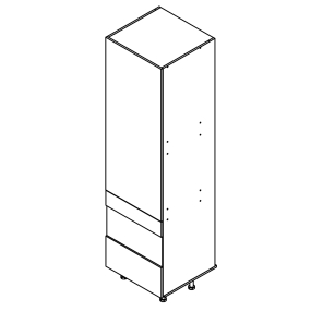 Colonne laquée blanche brillante poignée intégrée 1 porte - 3 tiroirs larg. 60cm x H213.8cm