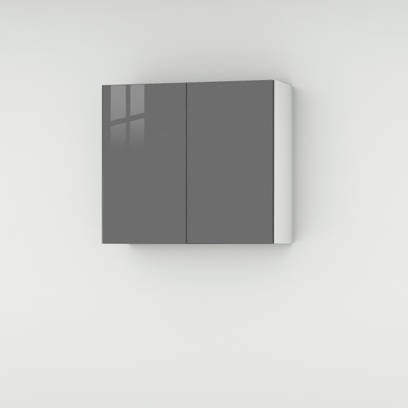 Meuble haut gris brillant 2 portes larg. 80cm x H71.5cm