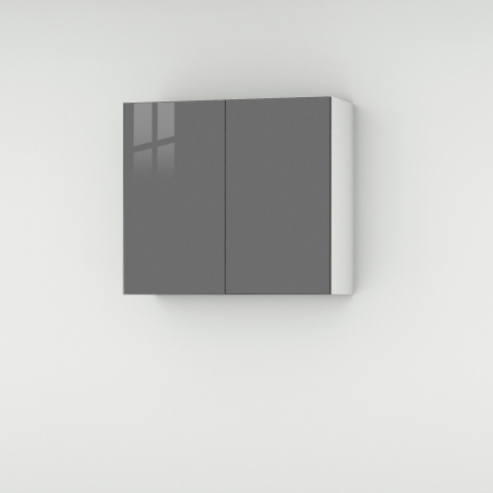 Meuble haut gris brillant 2 portes larg. 80cm x H71.5cm
