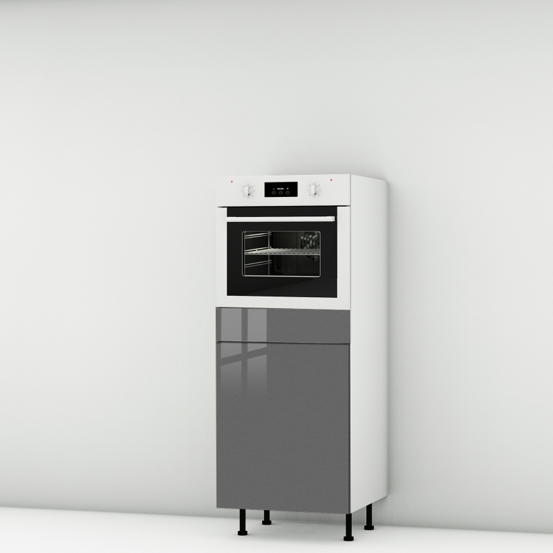 Colonne de cuisine grise brillante 1 porte-1 four larg. 60cm x H142.6cm