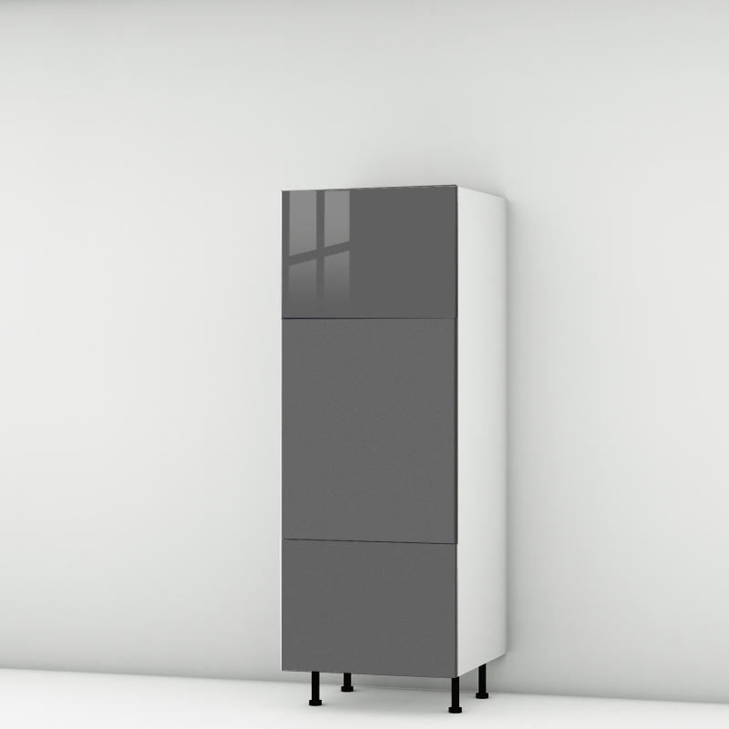 Colonne de cuisine grise brillante 1 porte relevante - 1 porte - 1 tiroir larg. 60cm x H156.6cm