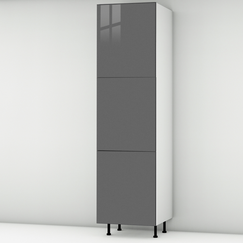 Colonne de cuisine grise brillante 3 portes L60cm x H213.8cm