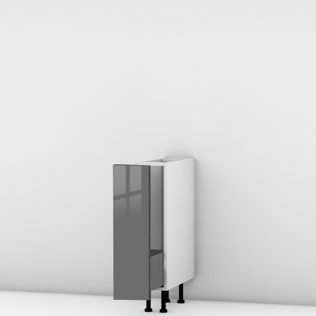 Meuble bas gris brillant coulissant larg. 20cm x H71.5cm