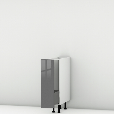 Meuble bas gris brillant coulissant larg. 20cm x H71.5cm