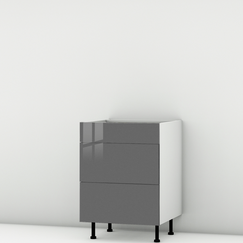 Meuble bas Perla 3 tiroirs larg. 60cm x H71.5cm