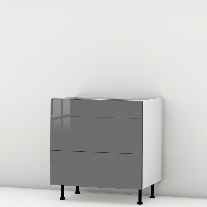 Meuble bas Perla 3 tiroirs larg. 80cm x H71.5cm