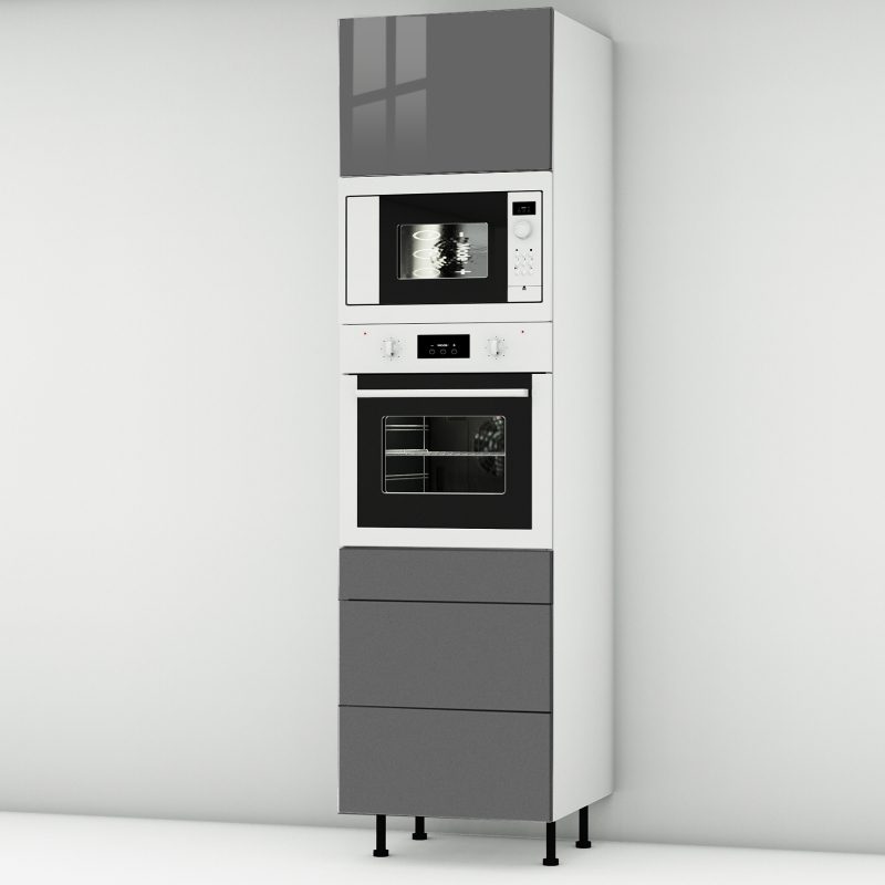 Colonne Perla 1 porte - 1 four - 1MO - 3 tiroirs larg. 60cm x H213.8cm