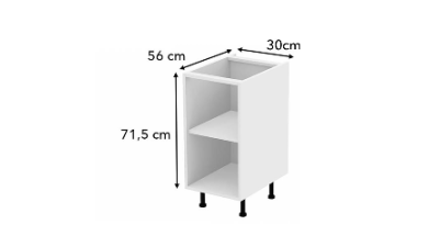 Meuble bas façade Tasseaux blanche larg. 30cm x H71.5cm