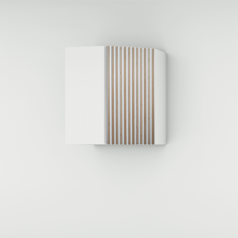 Meuble haut d'angle 45° façade Tasseaux blanche larg. 40cm x H71.5cm