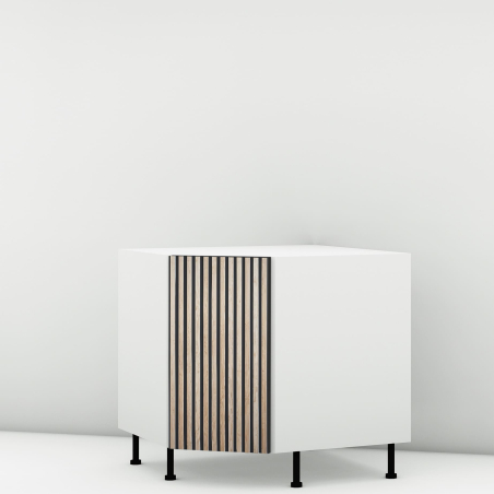 Meuble bas d'angle 45° façade Tasseaux noire larg. 40cm x H71.5cm