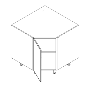 Meuble bas d'angle 45° façade Tasseaux noire larg. 40cm x H71.5cm