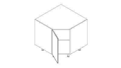 Meuble bas d'angle 45° façade Tasseaux noire larg. 40cm x H71.5cm