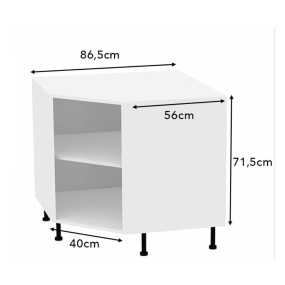 Meuble bas d'angle 45° façade Tasseaux noire larg. 40cm x H71.5cm