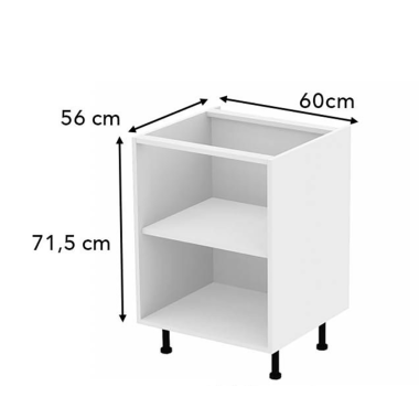 Meuble bas façade Tasseaux noire  larg. 60cm x H71.5cm