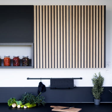 Meuble bas façade Tasseaux noire  larg. 60cm x H71.5cm