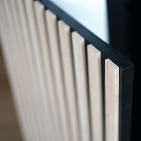 Meuble haut d'angle 45° façade Tasseaux noire larg. 40cm x H71.5cm