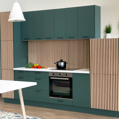 Meuble haut angle 45° cuisine façade Tasseaux noire - L40cm x H71.5cm