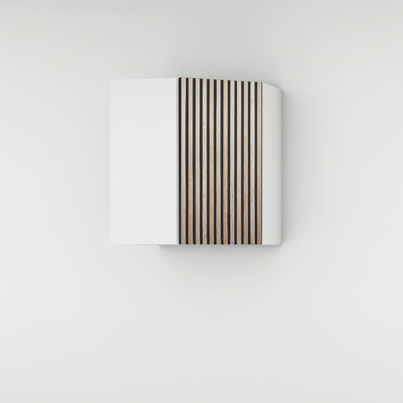 Meuble haut d'angle 45° façade Tasseaux noire larg. 40cm x H71.5cm