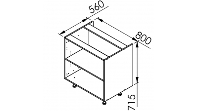 Meuble bas Pennsylvania 1 tiroir - 2 casseroliers L80xH71,5xP56