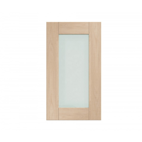 Meuble bas chêne massif brut 2 portes vitrées larg. 80cm x H71.5cm