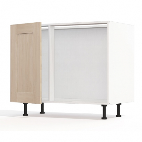 Meuble bas d'angle chêne massif brut 1porte 40cm larg. 100cm x H71.5cm