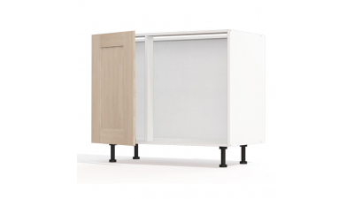 Meuble bas d'angle chêne massif brut 1porte 40cm larg. 100cm x H71.5cm