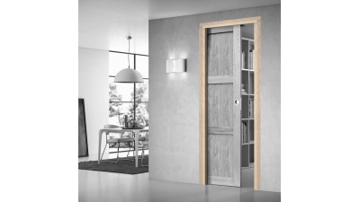 Habillage chêne brut pour système coulissant à galandage