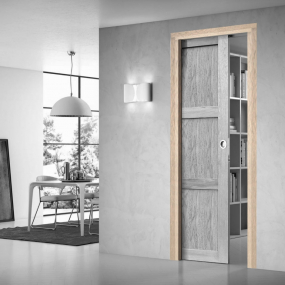 Habillage chêne brut pour système coulissant à galandage