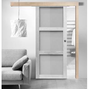 Système coulissant en applique chêne brut