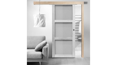 Système coulissant en applique chêne brut