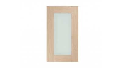 Meuble bas sous évier chêne massif brut mat 2 portes vitrées larg. 80cm x H71.5cm