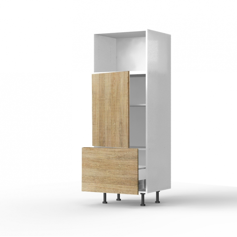 Colonne chene clair 1 MO - 1 porte - 1 tiroir larg. 60cm x H156.6cm