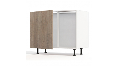 Meuble bas d'angle chêne foncé 1 porte 60cm larg. 100cm x H71.5cm